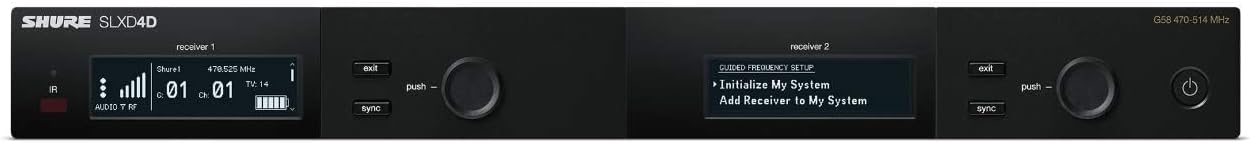 Shure SLXD4 Dual Channel Receiver - for use with SLX-D Digital Wireless Microphone Systems, Transmitters Sold Separately | J52 Band (SLXD4D=-J52)