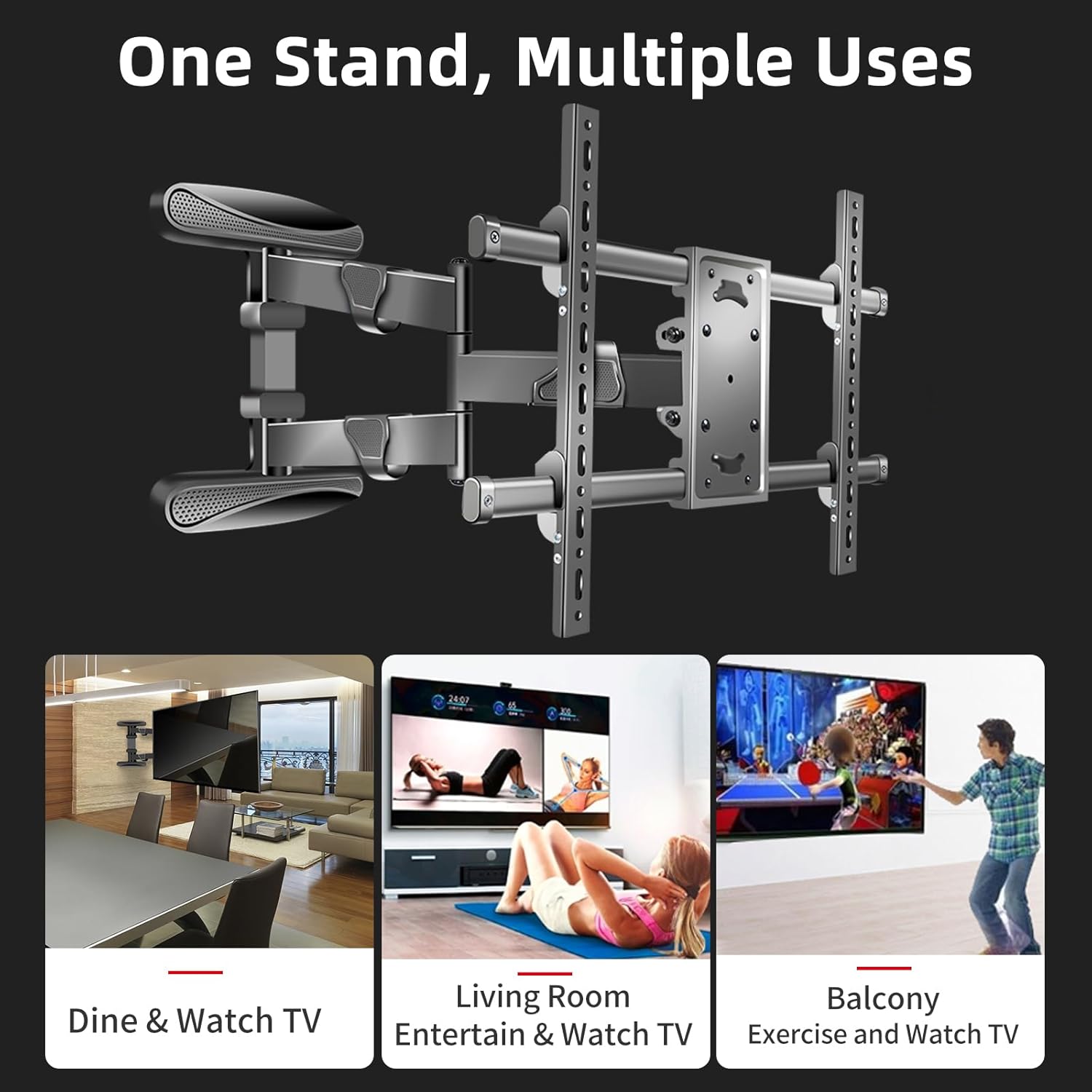 55 65 75 inch Long Arm TV Wall Mount for 37-80 Inch,Full Motion Single Arm Mount with 180°Swivel,Tilt and Level Adjustment,Max VESA 600x400mm,Corner TV Wall Mount,XL-DY658S