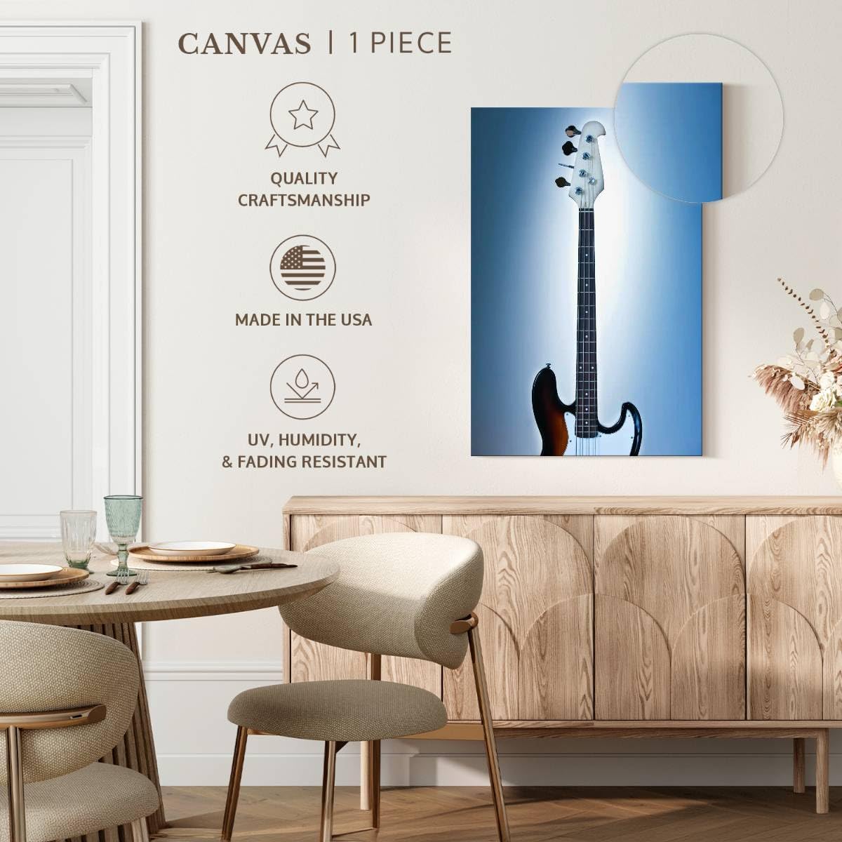 Elephant Stock - Cool Bass Guitar Wall Art - Vertical Canvas Wall Art - Living Room Wall Decor - Photography Music Canvas Art - Brown And Blue Decor - 34