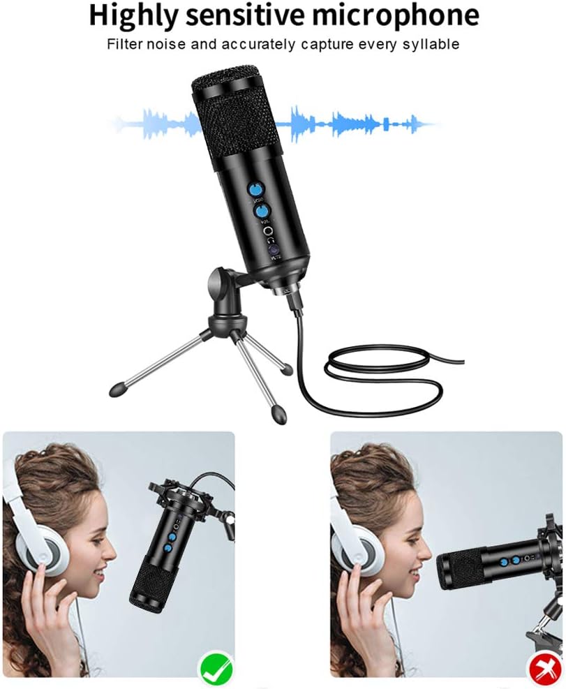 USB Microphone Professional Condenser Recording Mic Kit for Podcast, Recording Microphone for YouTube, Recording Music, Voice Overs, Livestreaming and Streaming Broadcast