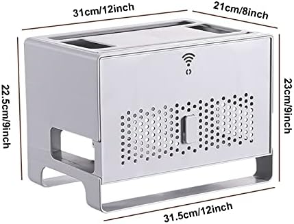 Router Storage Box,Wall Mount Floating Shelf WiFi Router Storage Box Decorative Storage Rack Cable Organizer Box Tv Accessories Stands (Color : B, Size : 31.5x21x23cm) (B 31.5x21x23cm)