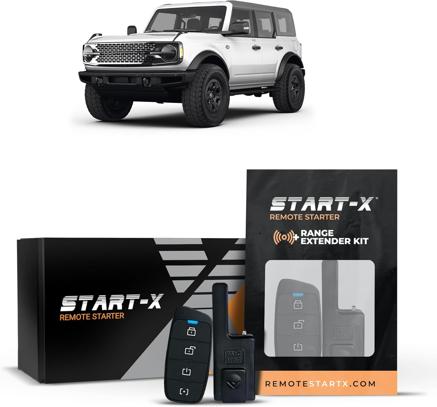 Start-X Remote Starter Kit + 3000ft 2 Way Range Extender for Ford Bronco (2021, 2022, 2023, 2024) Vehicles with Push-to-Start Ignition