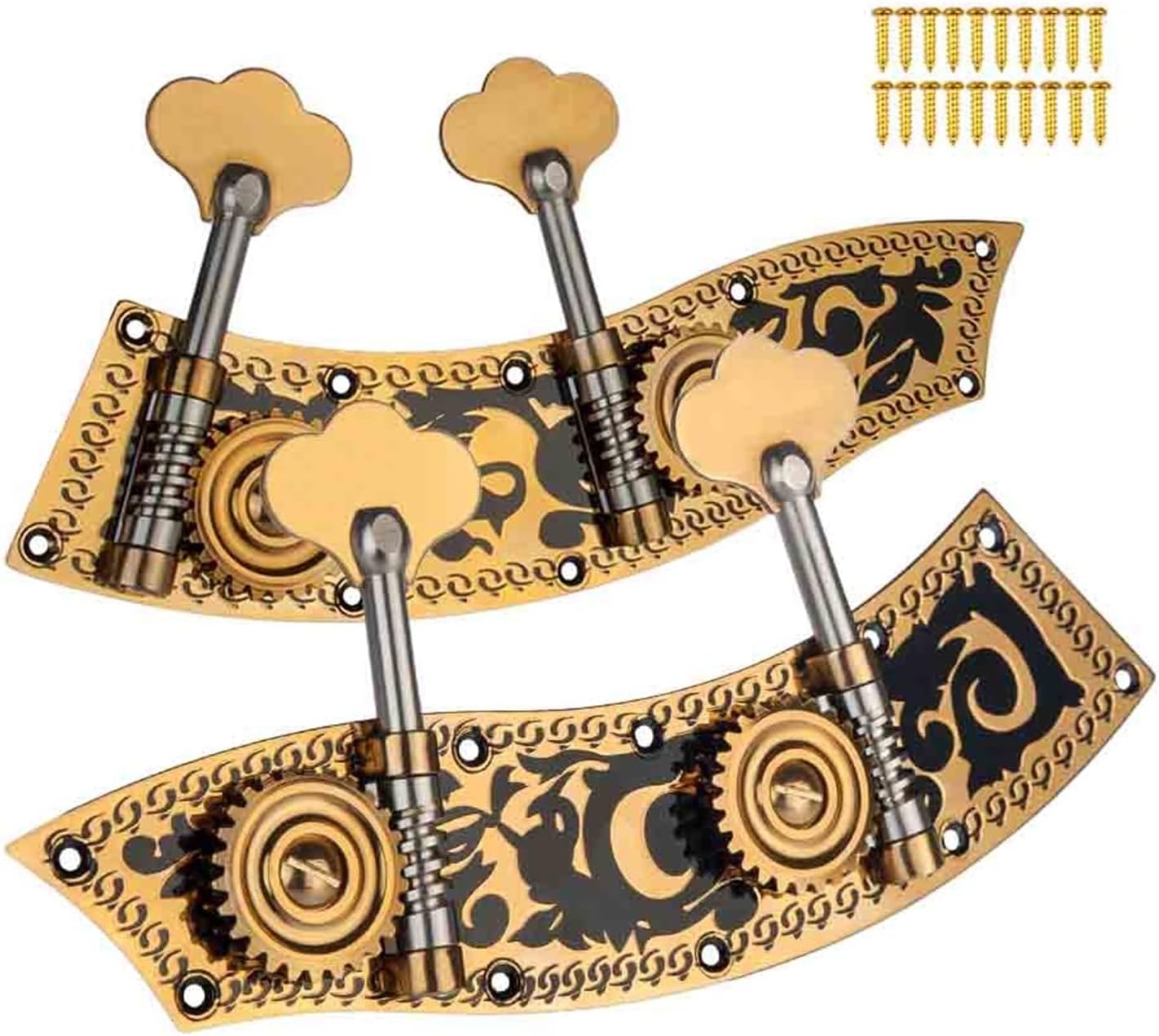 Violin Accessories kit Tuning Pegs Keys W/Carving Flower for Upright Double Bass Parts 1/2 Or 1/4 Contrabass Use