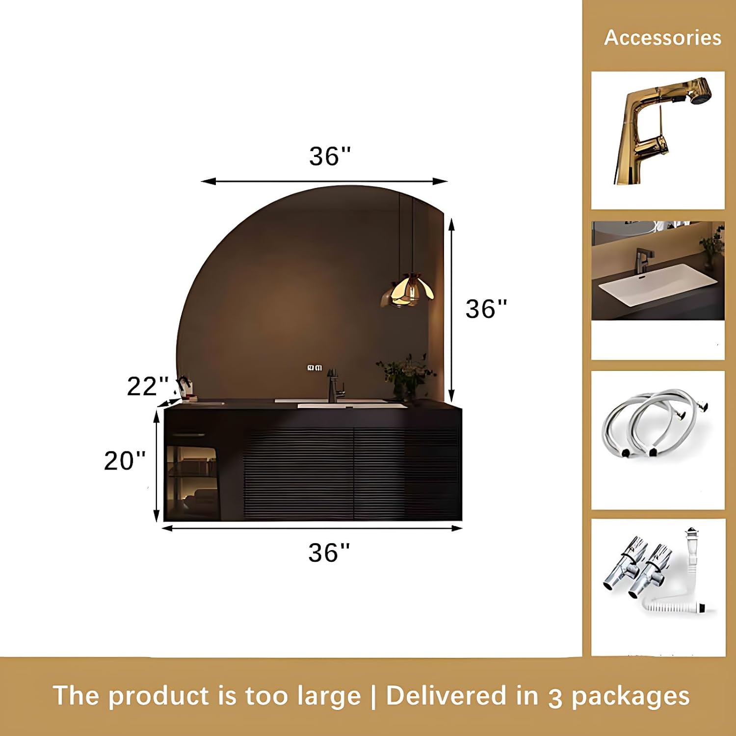 Floating Bathroom Vanity with Sink - Luxury Bathroom Vanity with Drawer & Smart Defogging Mirror - Multi-Layer Solid Wood Material - Wall Mount