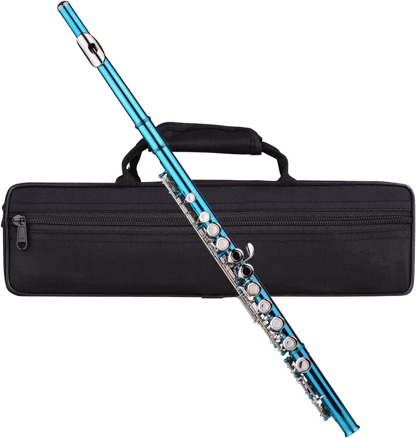 Flutes Closed Hole C Flute 16 Keys Cupronickel Nickel-Plated Wind Instrument with Carry Case Flute Stand