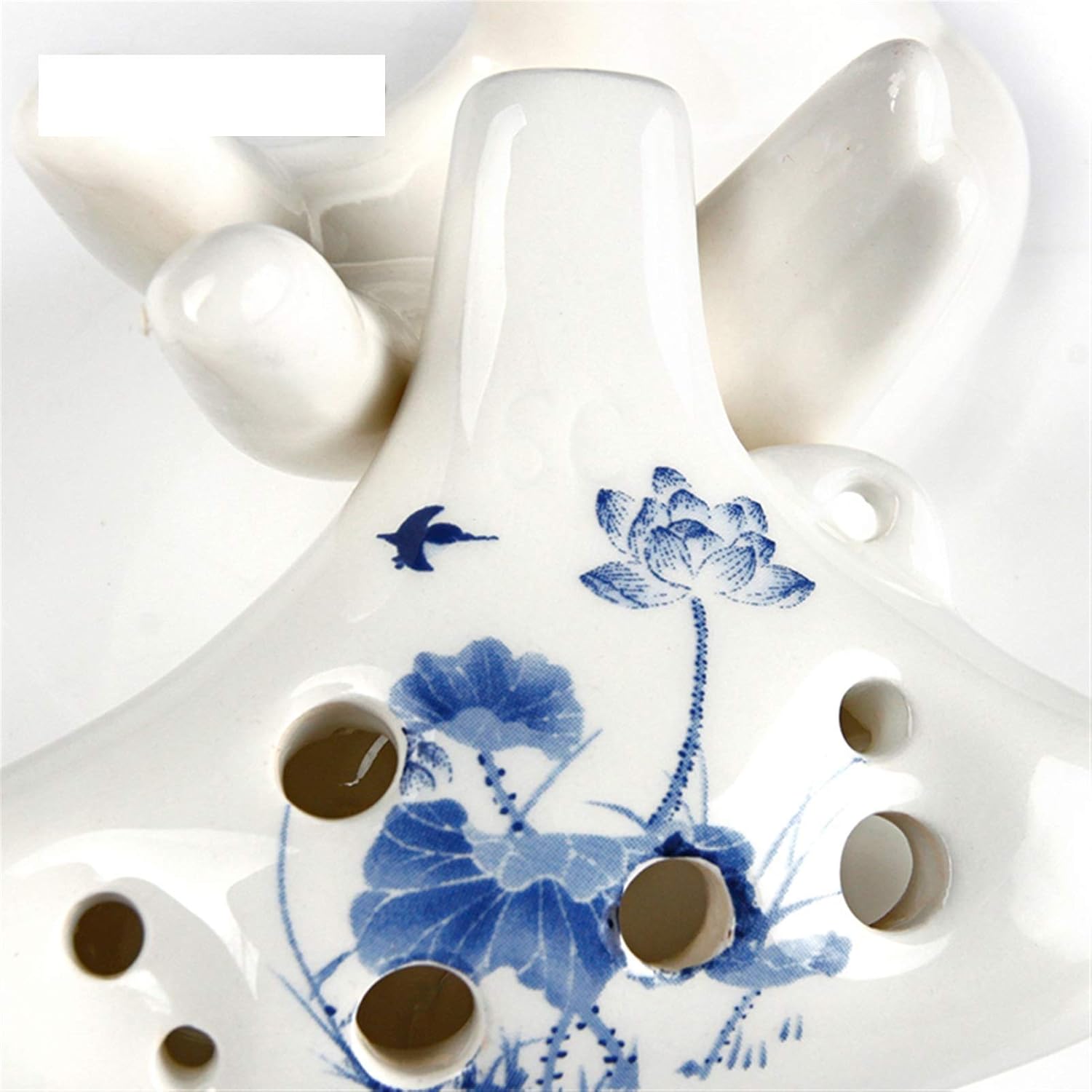 12 Holes Ocarina Soprano C Key Music Instrument Ocarina Chinese Elements White Blue Woodwind Instrument Flute(Ocarina with Bag)