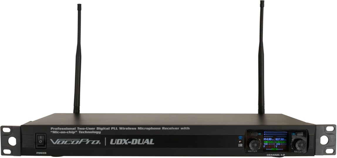 VocoPro Professional Two-User Digital PLL Wireless Microphone Receiver with “Mic-on-Chip” Technology