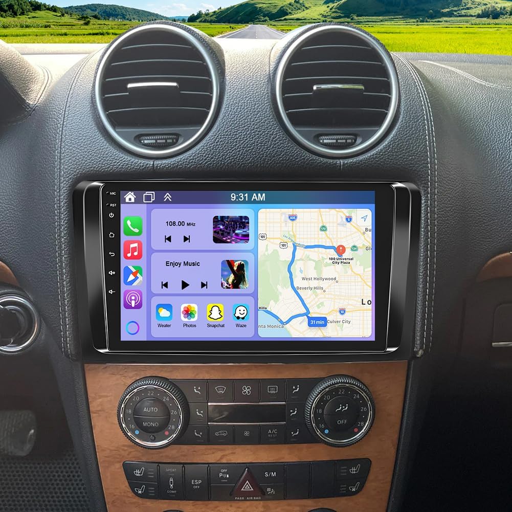 Car Stereo for Mercedes Benz ML GL ML350 GL320 X164 2005-2011 w/Wireless Carplay Android Auto, 9 Inch Android 13 Double Din Car Audio Receiver GPS Navigation Bluetooth WiFi SWC BT Backup Camera, 2+32G
