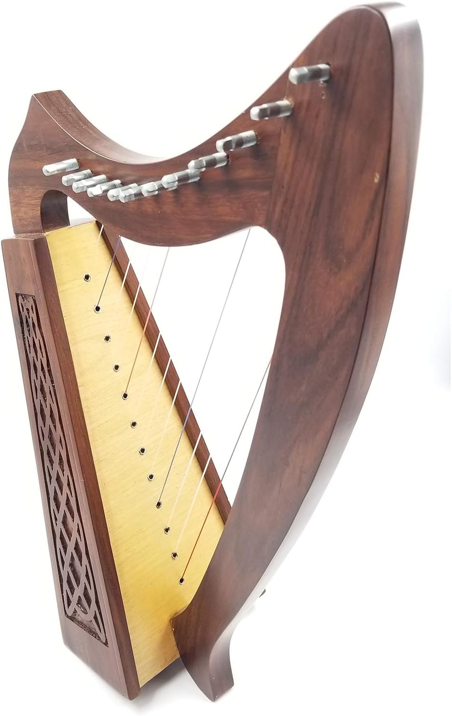 12 Strings Harp Irish Celtic Highland Solid Rosewood Naturl shape Nylon Lever Tuning Key Extra Set included 18