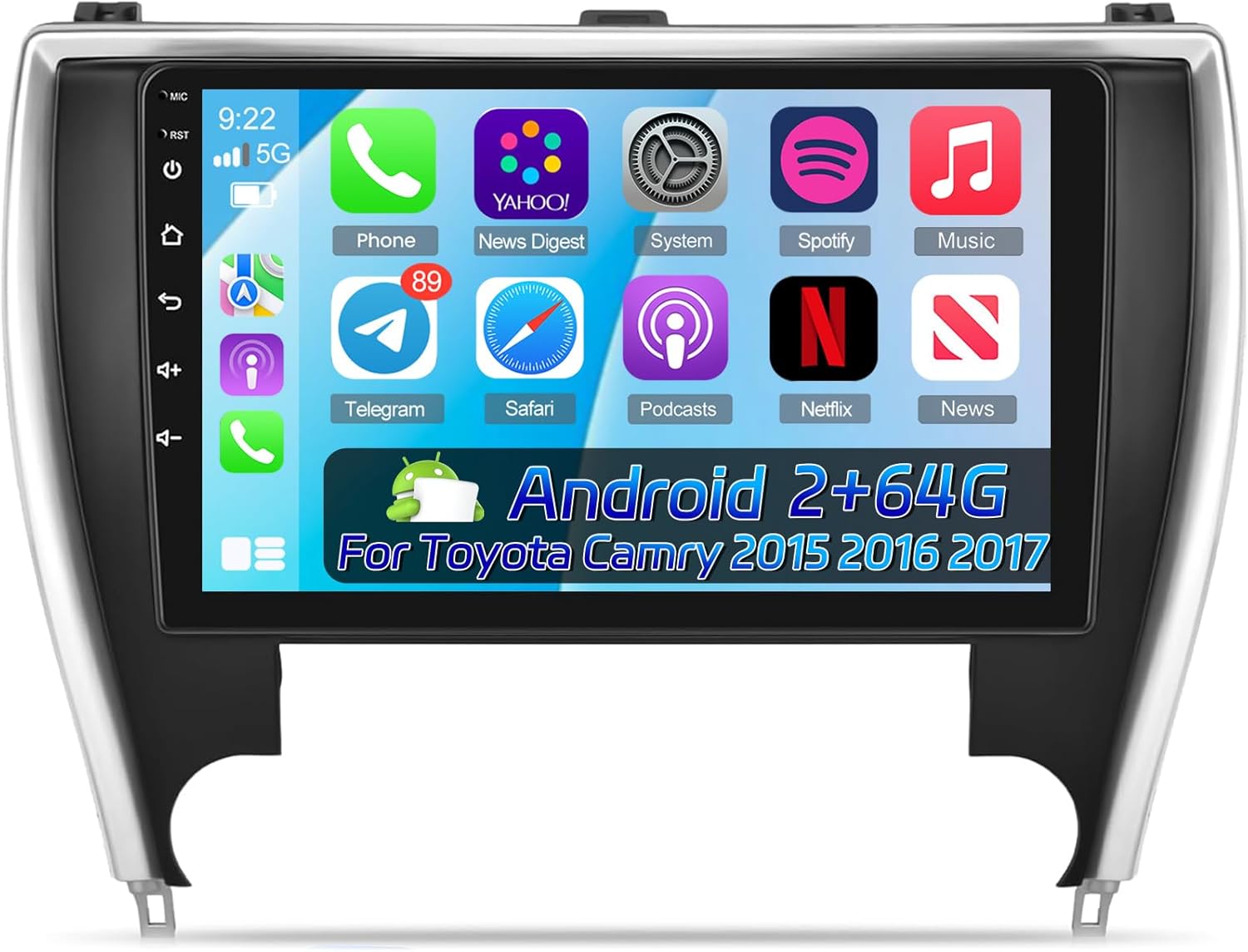 [2+64G] NHOPEEW Car Radio for Toyota Camry 2015 2016 2017 - Wireless Carplay and Android Auto - 10 Inch Touchscreen Android Car Stereo - DSP/GPS Navi/WiFi/SWC/Bluetooth + AHD Backup Camera