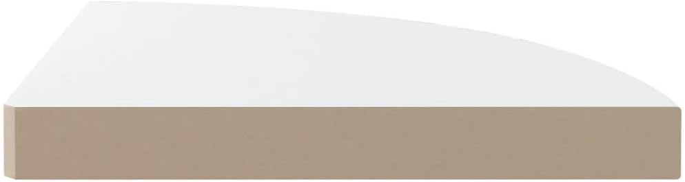 Floating Corner Shelf, High Gloss White Honeycomb MDF, Modern Wall Mount Design, 13.8x13.8x1.5 Inch, Space Saving Storage for Living Room, Bedroom, Office