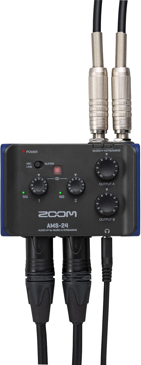 Zoom AMS-24 USB Audio Interface, 2 Inputs, 4 Outputs, Loopback, Direct Monitoring, Bus-Powered, for Recording and Streaming on PC, Mac, iOS, and Android