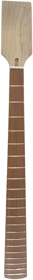 Bass Guitar Neck Paddle Head, 21 Fret 32 Inch Scale, Maple with Rosewood Fretboard,38mm Nut Width, 65mm Heel Width, Bolt-On Heel