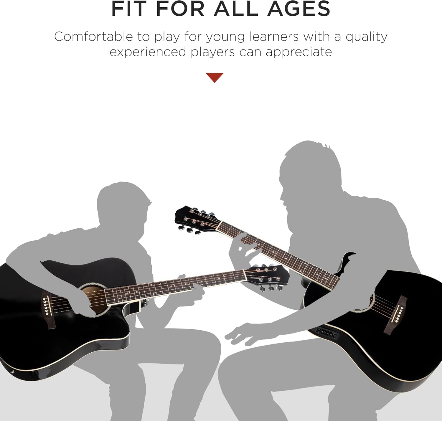 Best Choice Products Beginner Acoustic Electric Guitar Starter Set w/ 41in, All Wood Cutaway Design, Gig Bag, Strap, Picks - Black