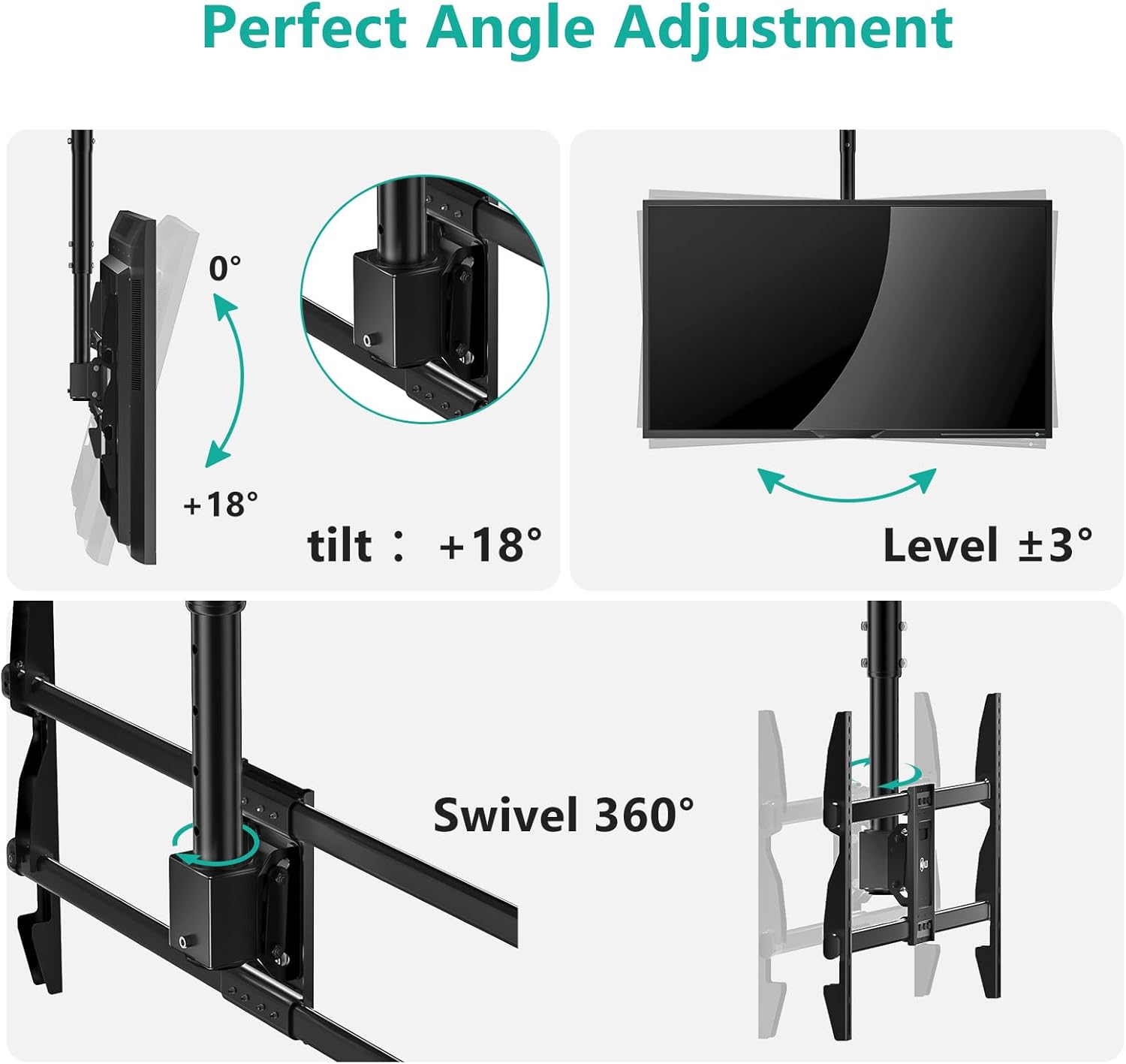 WALI Ceiling TV Mount for 37-90 inch + WALI TV Wall Mount Articulating LCD Monitor Full Motion 15 inch Extension Arm