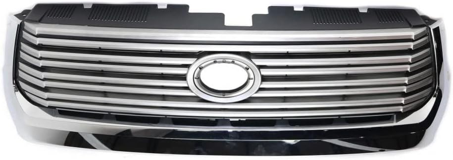 For Toyota Tundra Grille Assembly 2014 15 16 2017 | Painted Silver Shell w/Gray Insert | w/Chrome Molding & Front Emblem | Limited Model | Plastic | TO1200374 | 531000C310