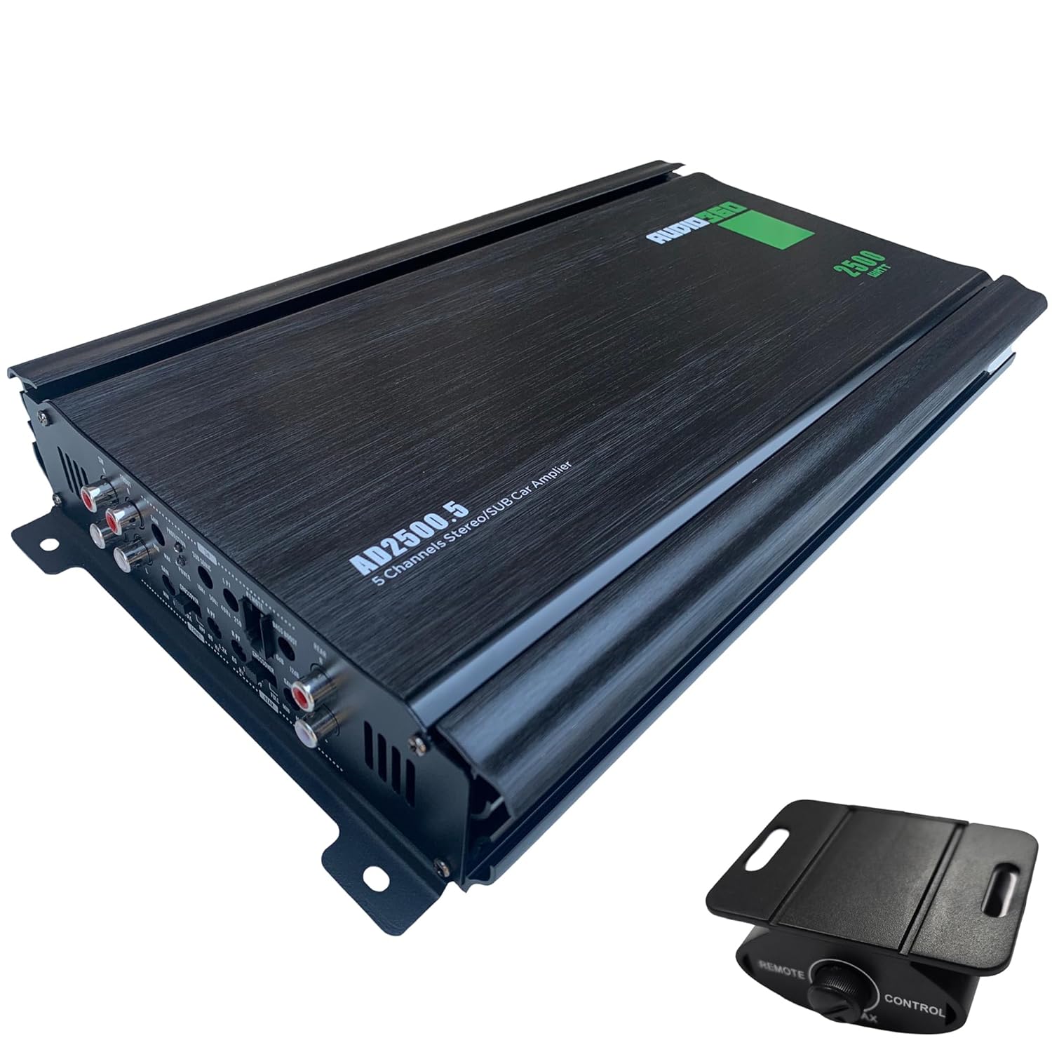 Audio360 AD2500.5 5-Channel Car Audio Amplifier, 2500W Max Power, Compact Class AB+D Bridgeable Amp with Triple 30A Fuses, 90dB SNR, Subwoofer Channel Included