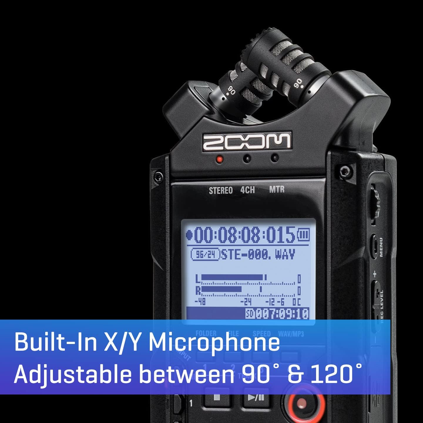 Zoom H4n Pro 4-Track Portable Recorder, All Black, Stereo Microphones, 2 XLR/Combo Inputs, Battery Powered, for Stereo/Multitrack Recording of Music, Audio for Video, and Podcasting