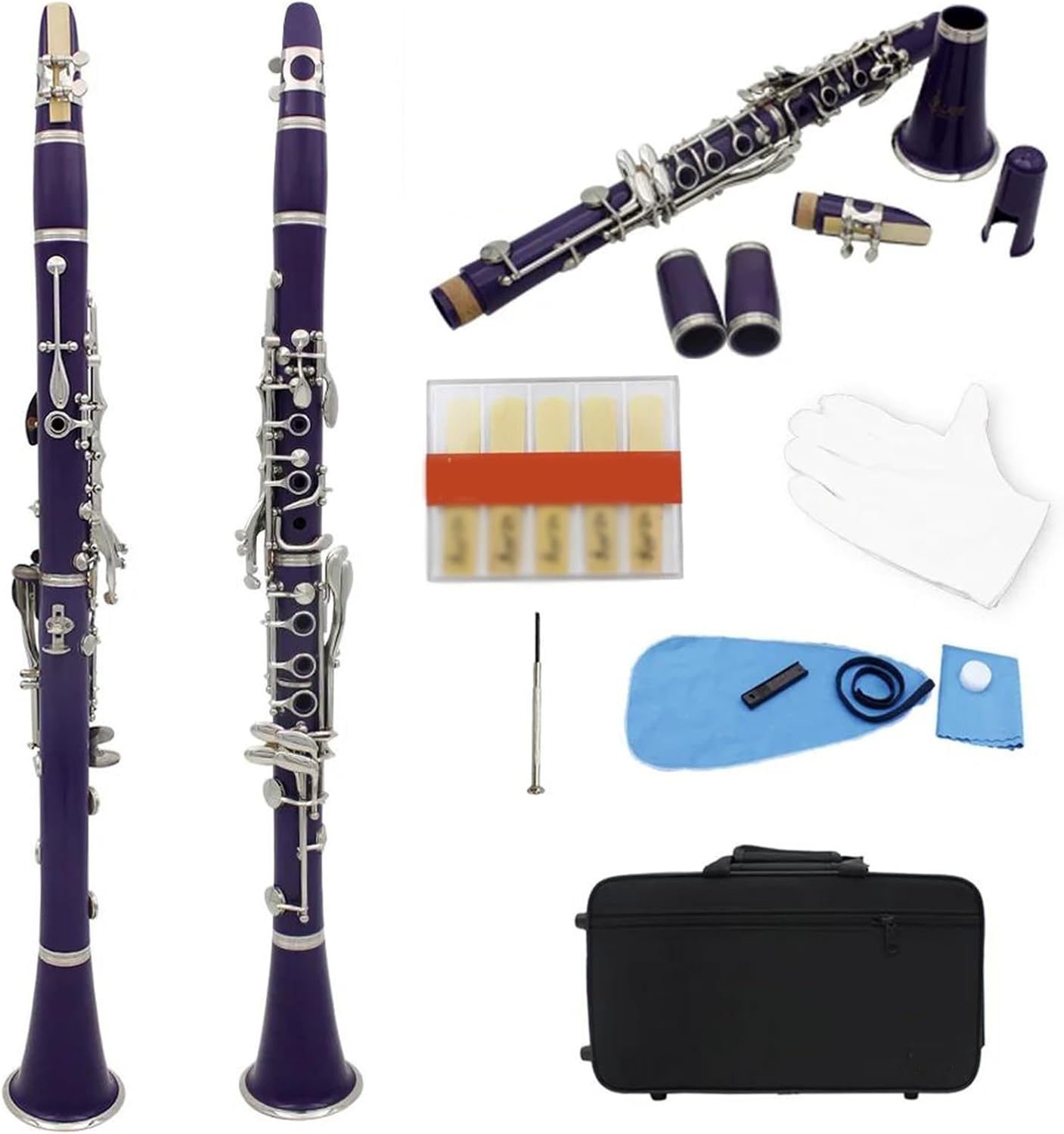 Clarinet Musical Instruments 17 Keys Bb Clarinet 6 Rings Purple Clarinetto Portable Bakelite Clarinet With Accessory Woodwind Instruments