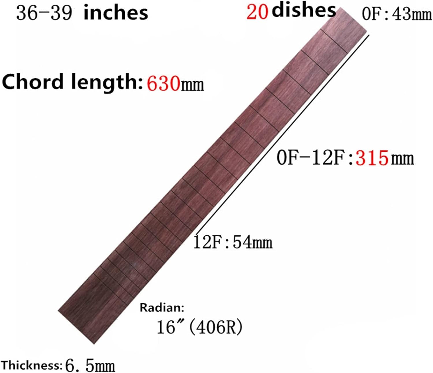 ZUZU Guitar Fingerboard Folk Acoustic Guitar Classical Full Single Guitar Making Material Accessories Unfinished Guitar Neck (Color : 4)