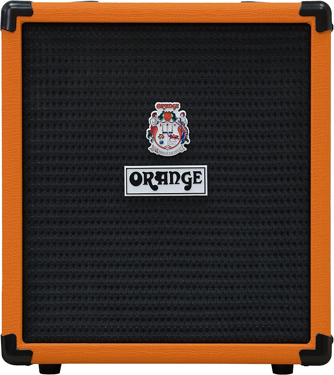 Orange Crush Bass 25 Guitar Combo Amp Bundle with 10ft Orange Woven Instrument Cable and Liquid Audio Polishing Cloth 1x8” 25 Watts, 3 Band EQ & Integrated Chromatic Tuner