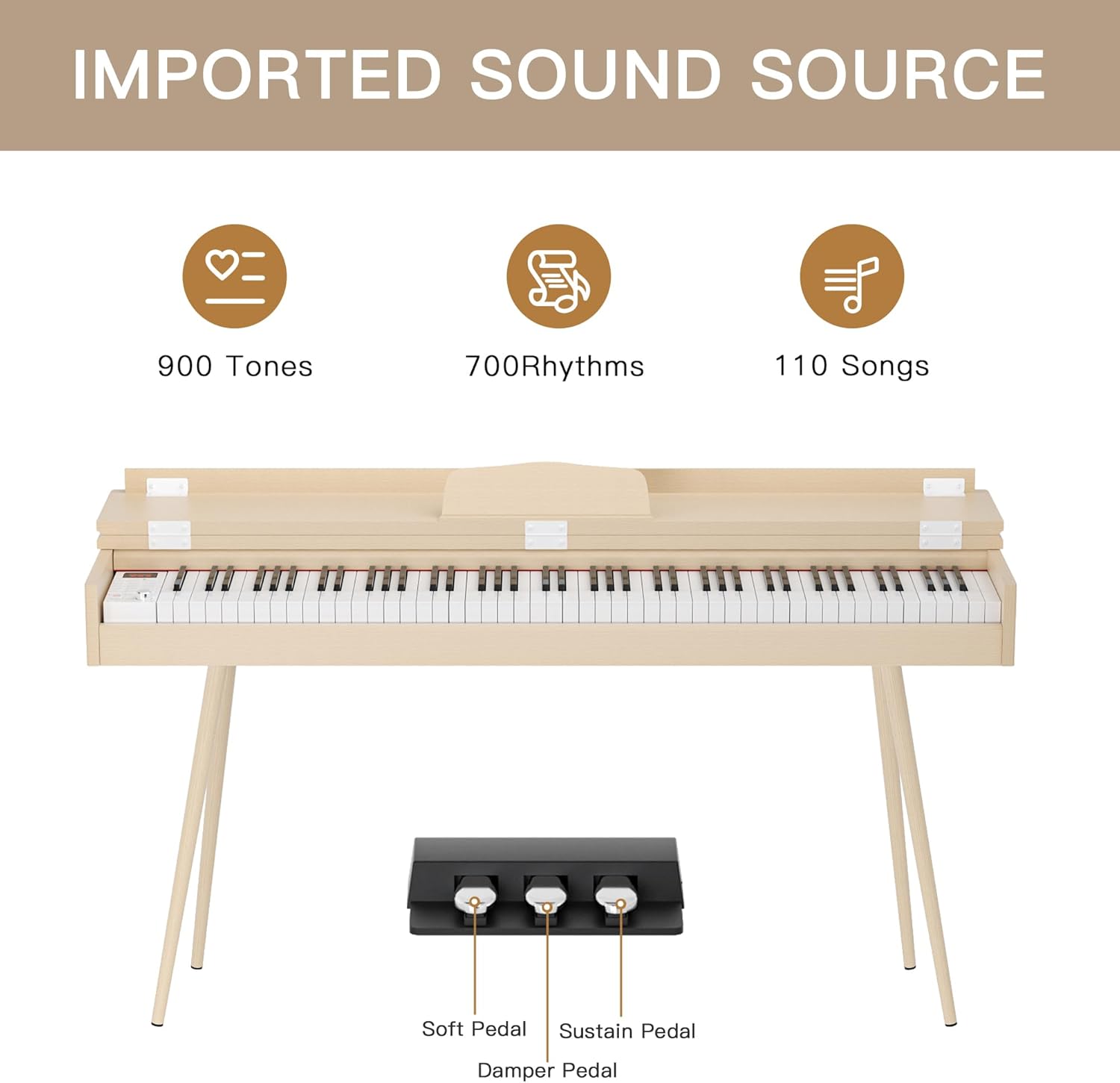 88- Key Hammer Weighted Digital Keyboard Piano, Full-Size Electric Piano keyboard, with 3-Pedal, Multi-Functional Keyboard and Stand for Beginner/Adult