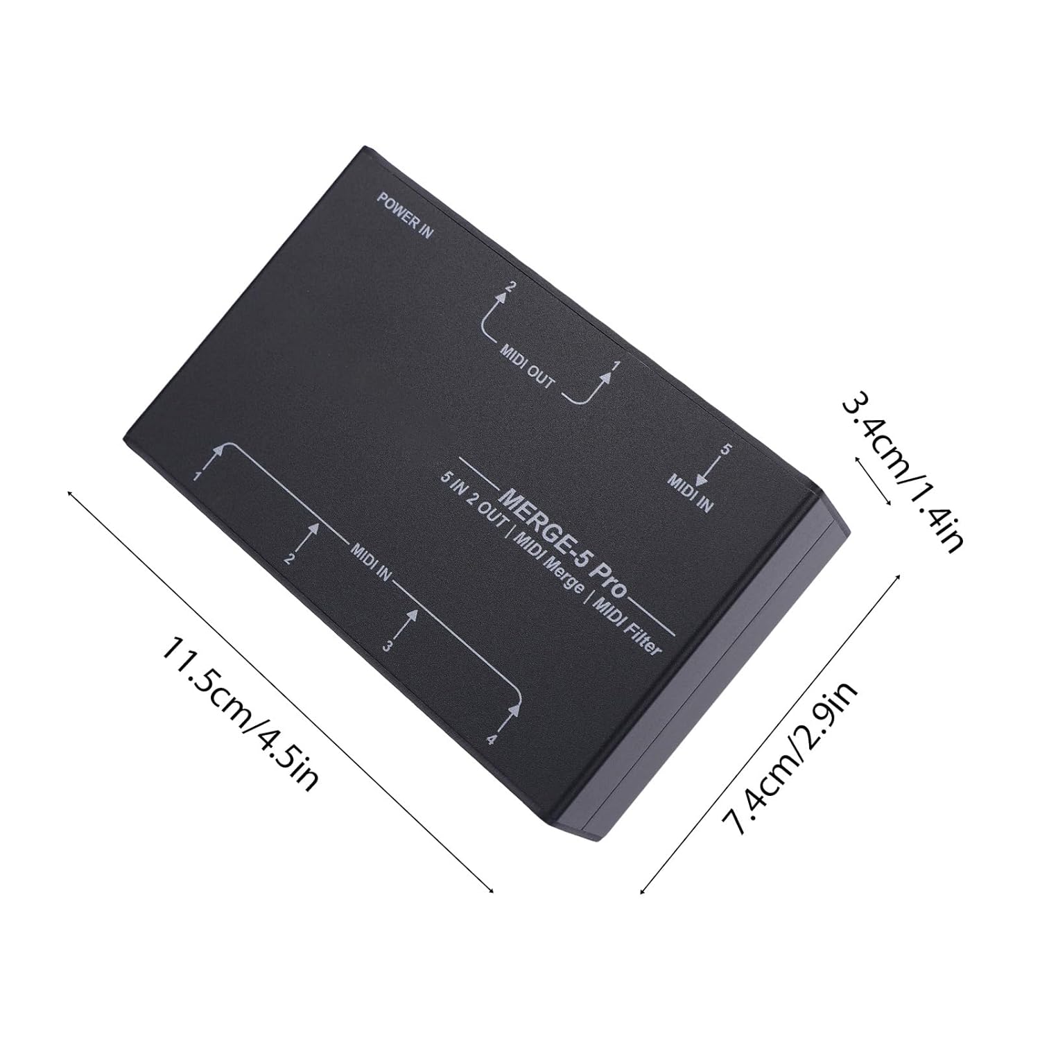 Advanced MIDI Splitter Converter USB MIDI Host Box for Electronic Piano Keyboard Synthesizer, 5 Input 2 Output, Aluminum Alloy, Black