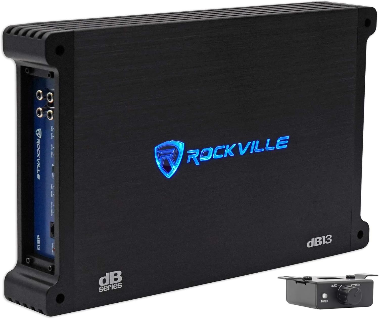 Rockville dB13 3000W Mono 2-Ohm Car Amplifier, High-Speed MOSFET, Adjustable 12dB Crossover, LED, Remote Sub Control, Perfect for Car Audio and Subs