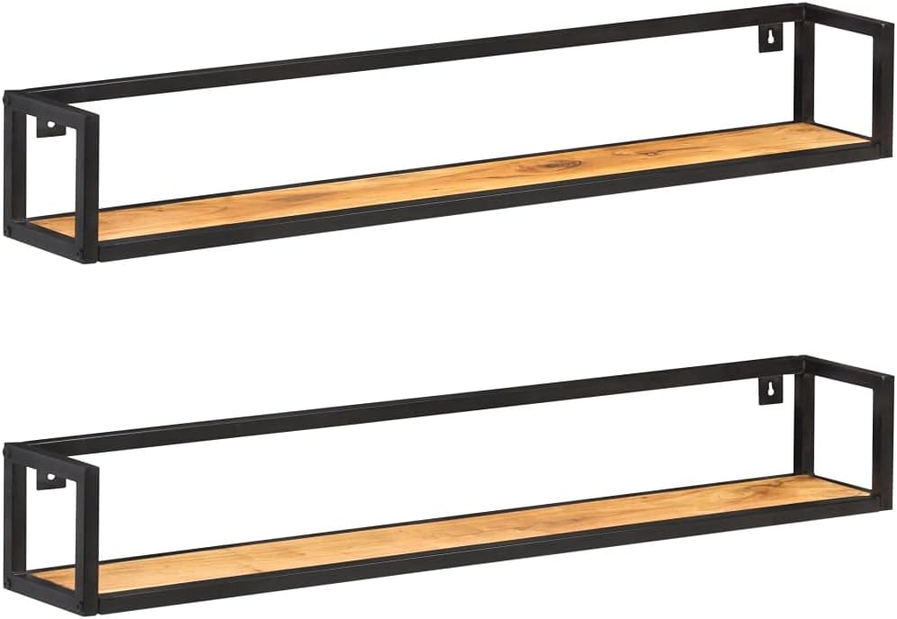 Industrial Style Wall Shelves 2 pcs,Floating Shelves,Wall Storage Shelves,Wall Mounted Shelf Organizer Unit Display Shelf,for Living Room,Bedroom,Kitchen,Office,47.2