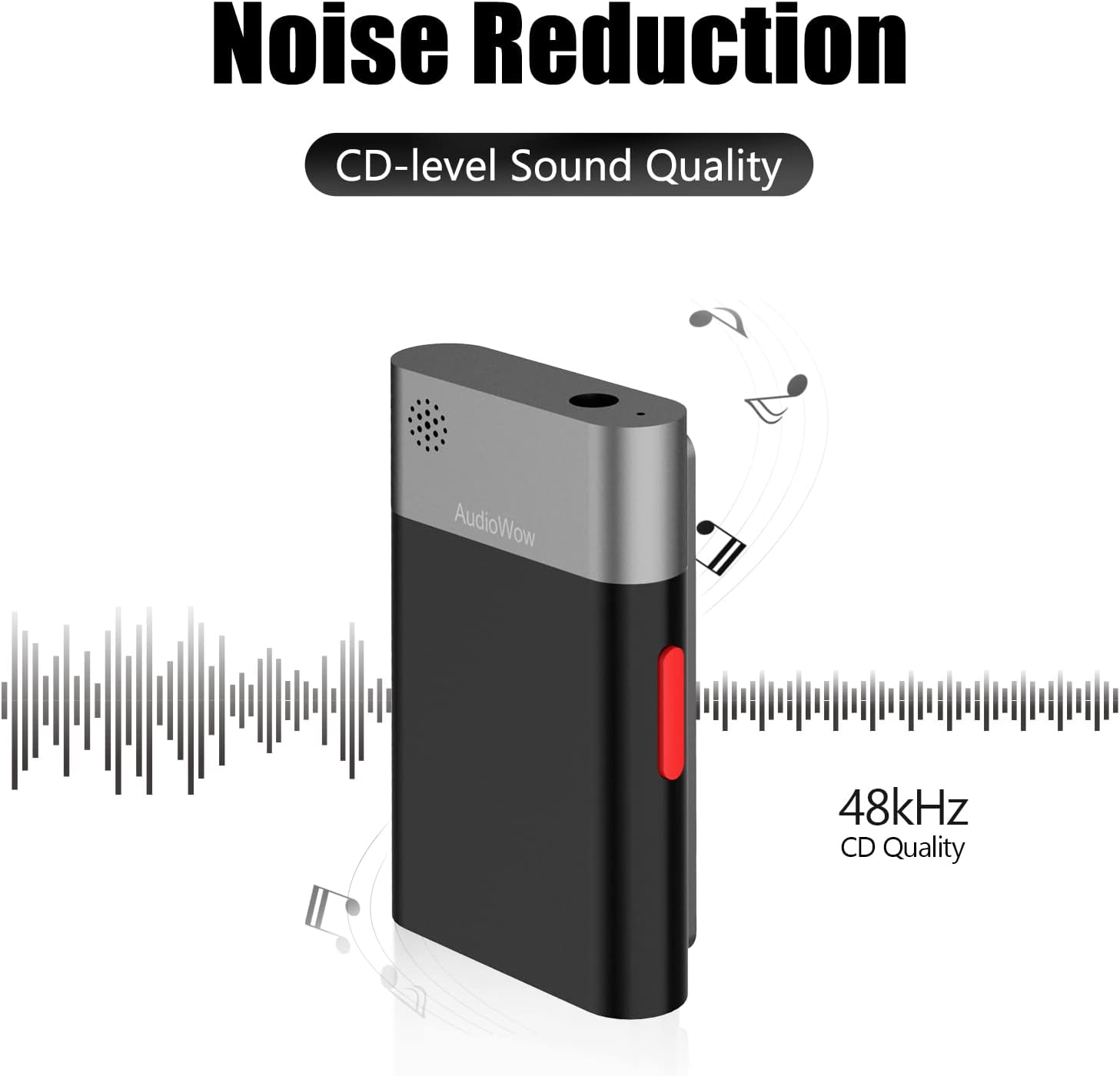 SabineTek AudioWow - Bluetooth Lapel Mic, Wireless Clip-on Microphone, Bluetooth Lavalier Mic for Smart Phone, Recording, Vlogging, Mixing