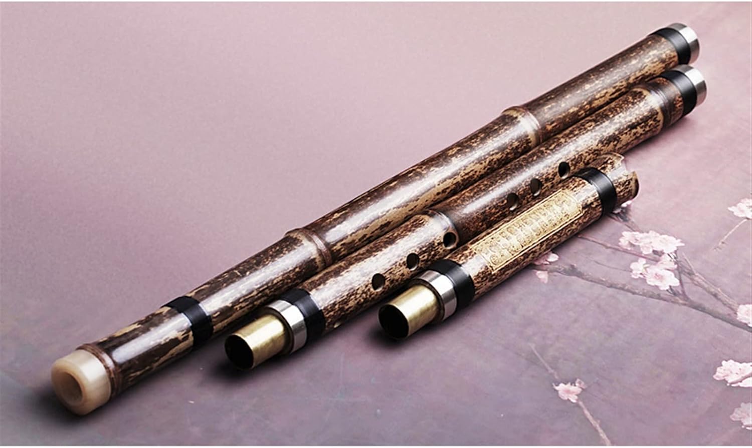 Chinese Bamboo Flute Three-Section F/G Tone Purple Bamboo Hole Flute Woodwind Instrument Beginner 8-Hole Bamboo Flute (Color : F)