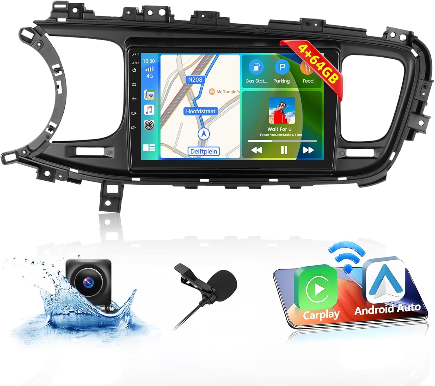 [4+64GB] Android 15 Car Radio for Kia Optima K5 2011-2015 with Wireless Carplay Android Auto, 9 Inch HD Touchscreen Car Stereo with WiFi GPS Bluetooth FM/RDS 32EQ SWC Backup Camera MIC