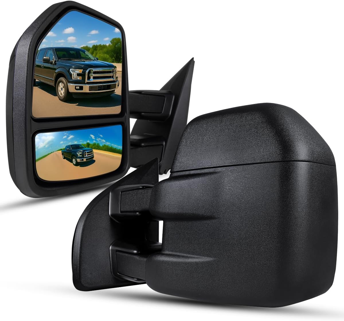 Spec-D Tuning Black Manual Extendable Tow Towing Mirrors Compatible with 2015-2020 Ford F150 Left + Right Pair