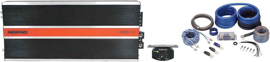 Memphis Audio MJP3000.1 3000w RMS @ 1 ohm Mono Car Amplifier Mojo Pro Amp+Remote Bundle with Rockville RWK0CU Complete Amp Installation Wire Kit