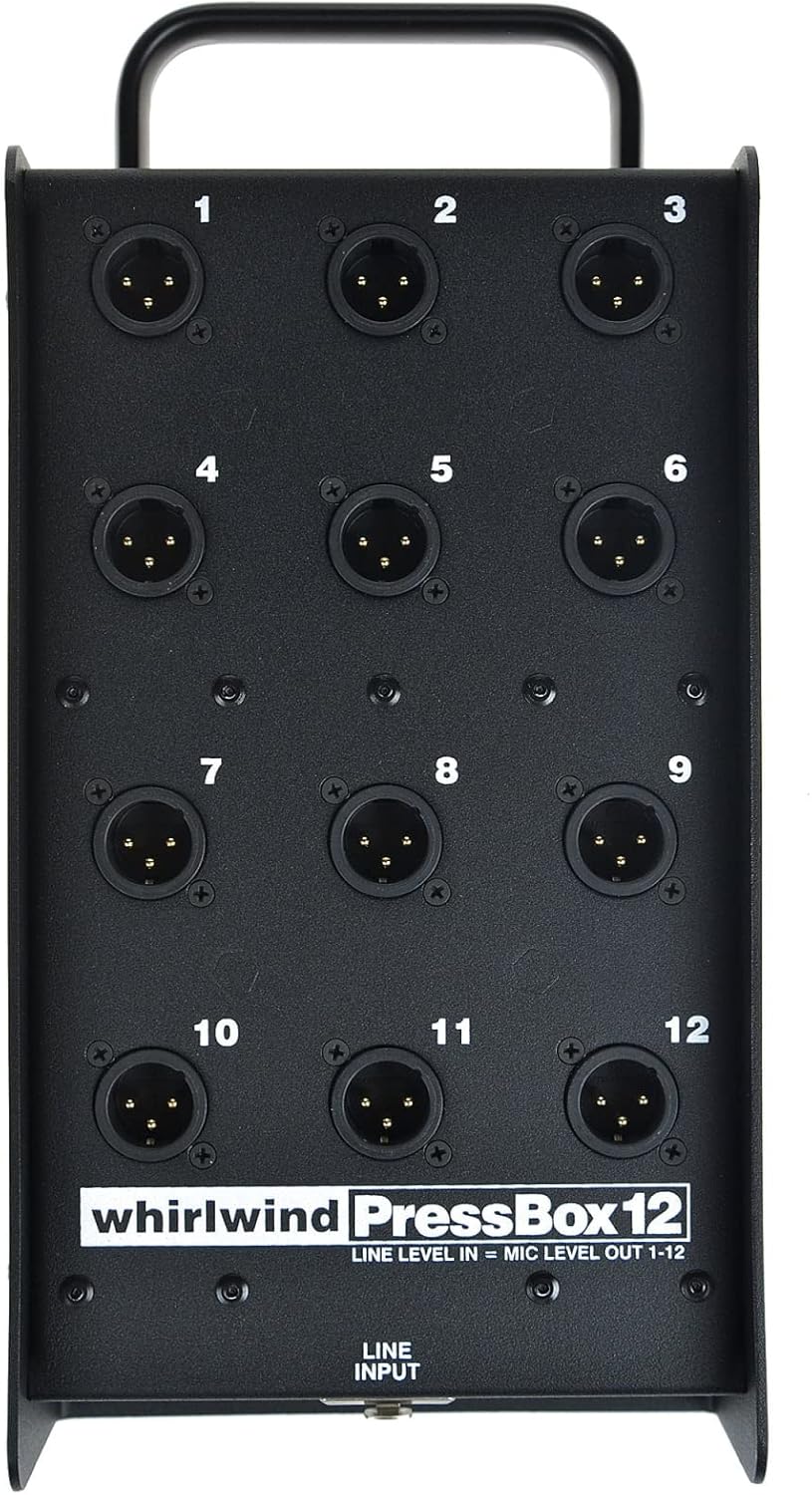 Whirlwind PB12 1 Line In to 12 Mic Out Passive Press Box, 150 Ohms Output Impedance