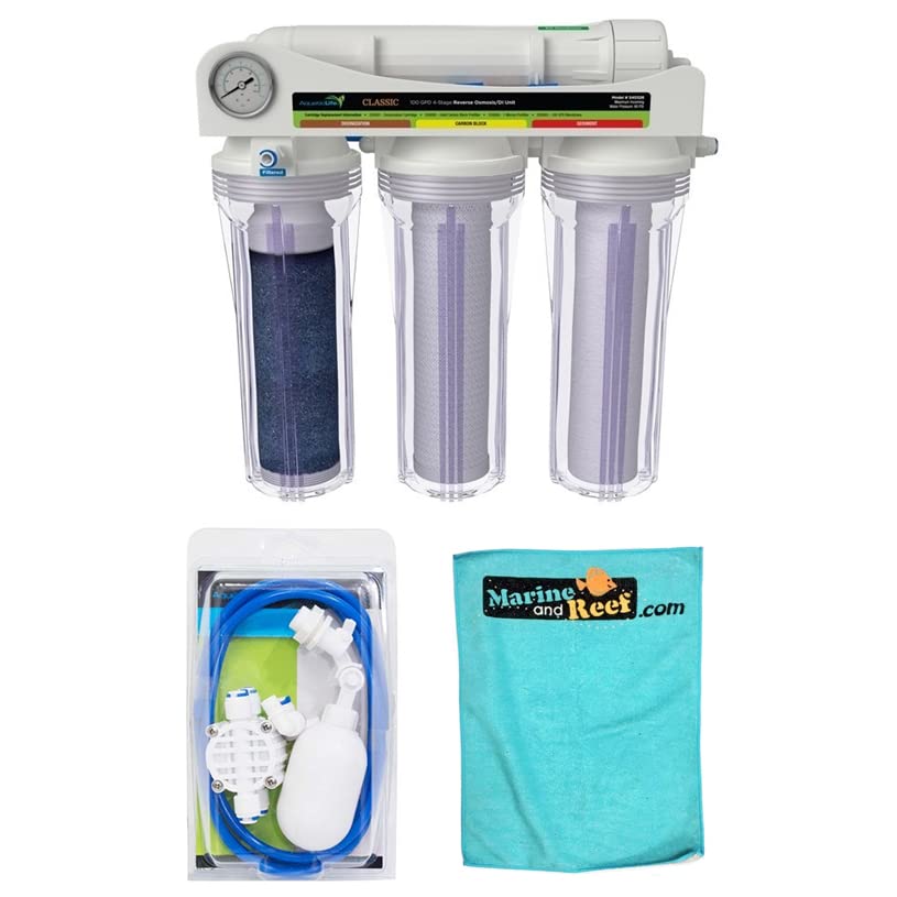 AquaticLife Classic 100 GPD Reverse Osmosis/DI Unit, Float Valve Kit, & Towel Bundle (3 Items)