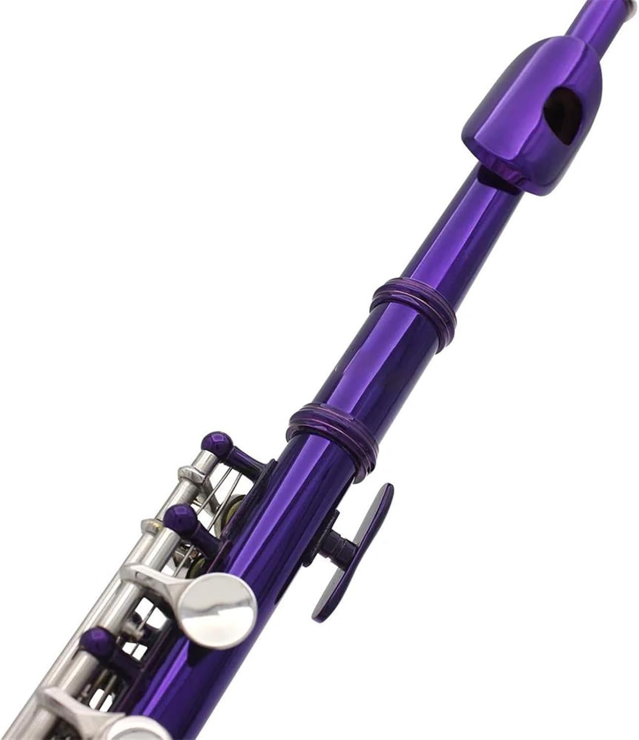 Purple Piccolo 16 Holes E Key Woodwind Instrument Half-size Flute Cupronickel With Leather Box