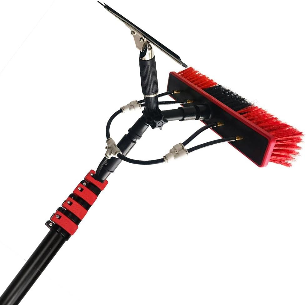 Window Cleaner Window Cleaning Brush,Window Cleaning Kit with Extension Pole,Water Fed Pole Brush System,Teleswindow Cleaning Tools,Extendable Pole with Squeegee/3.6 M/11.8 Ft