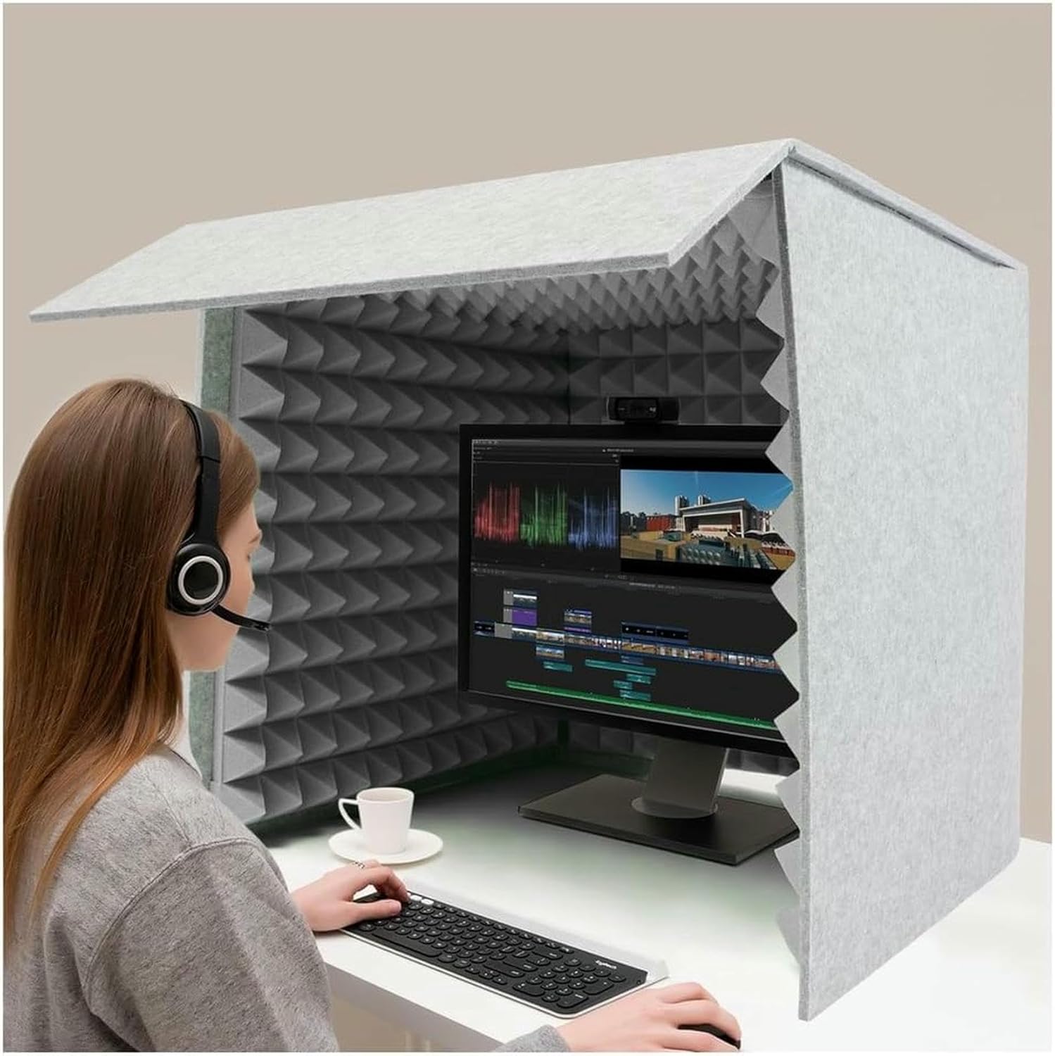 Self Made Soundproof Booth, Portable Recording Studio, Small Music Isolation Shield Box, Desktop Vocal Cover for Singing Bedroom Home Podcasting