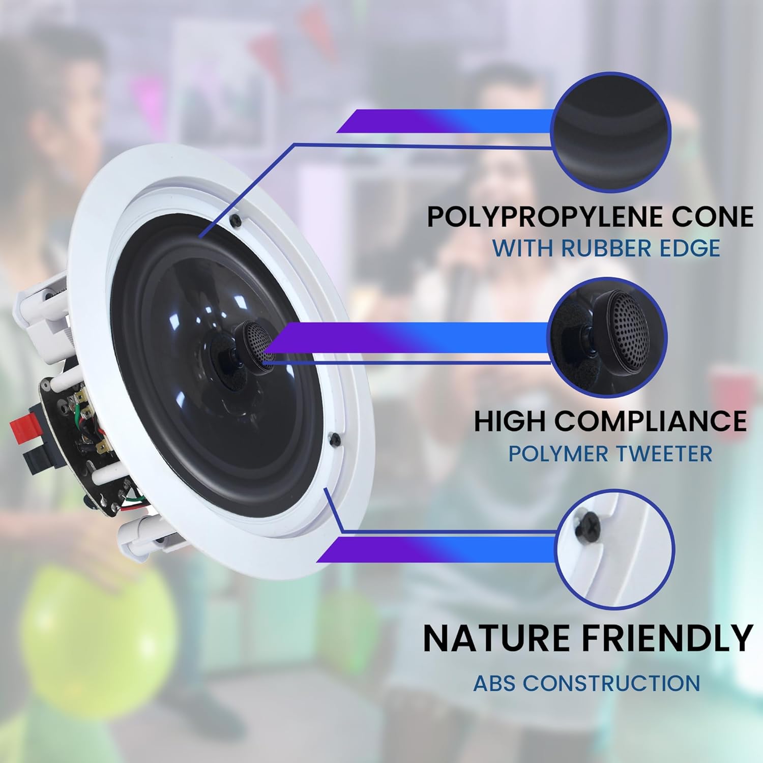 1000 Watts 2 Room Bluetooth Home Amplifier and Receiver with USB and SD Reader, (Qty 6) 6.5 Flush Mount in-Wall/in-Ceiling Stereo Speakers, Handheld Microphone with 10 Ft Cable