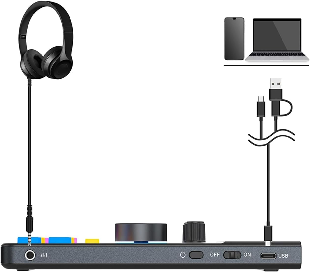 Sound Card Kit AD Sound Card Kit with Voice Changer USB Interface External Mic Adapter Soundcard Mixer Studio Setup for Recording Music