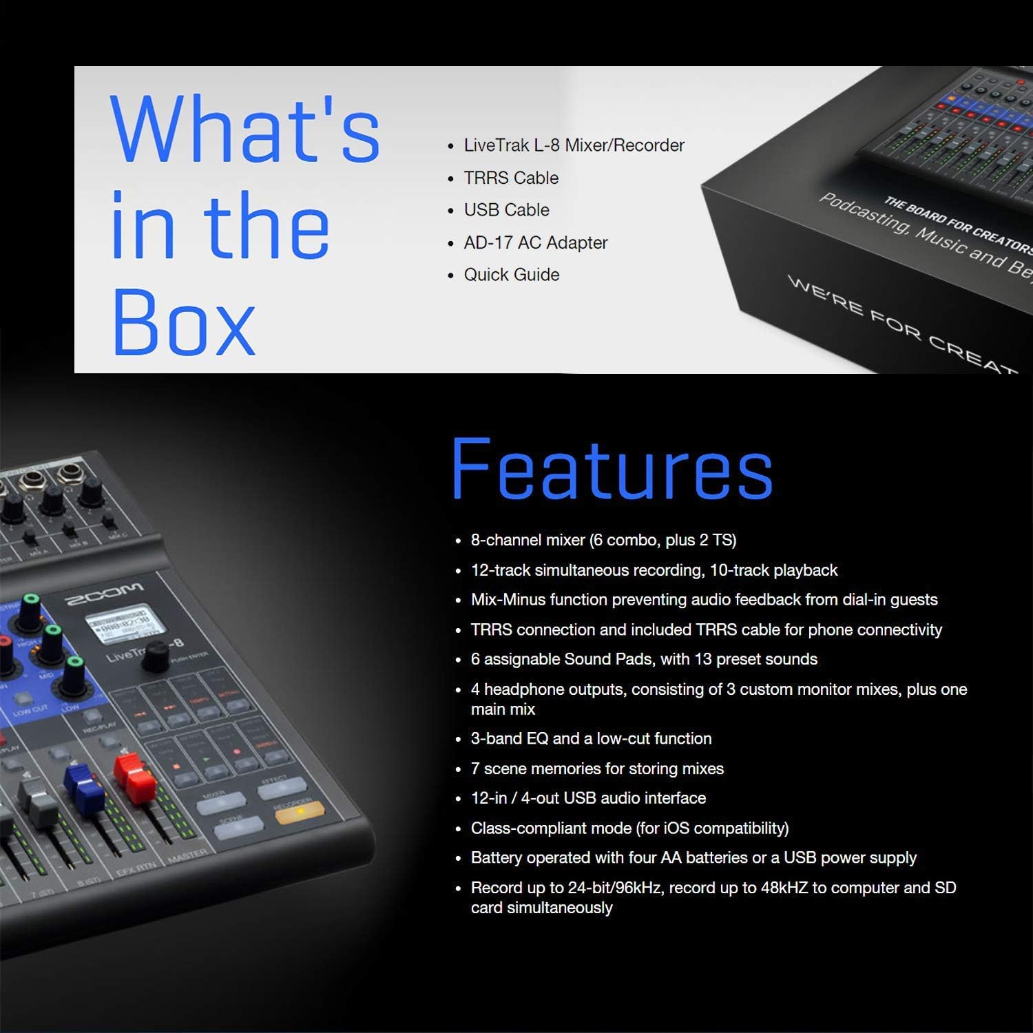 LiveTrak L-8 Rack Mountable Live Mixer/Recorder (Renewed)