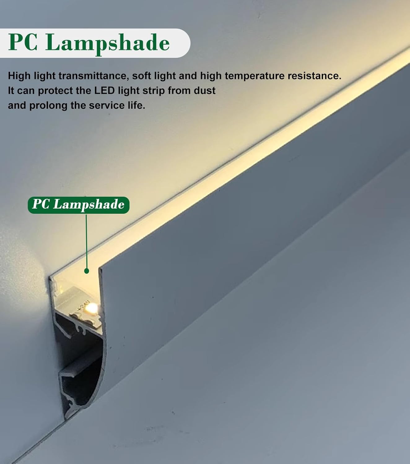 Wall Mount LED Strip Channel for Indirect Lighting, Wall/Ceiling Cornice Crown Moulding LED Diffuser Channel, Indoor Outdoor Waterproof LED Coving(White,3meters(9.8ft))