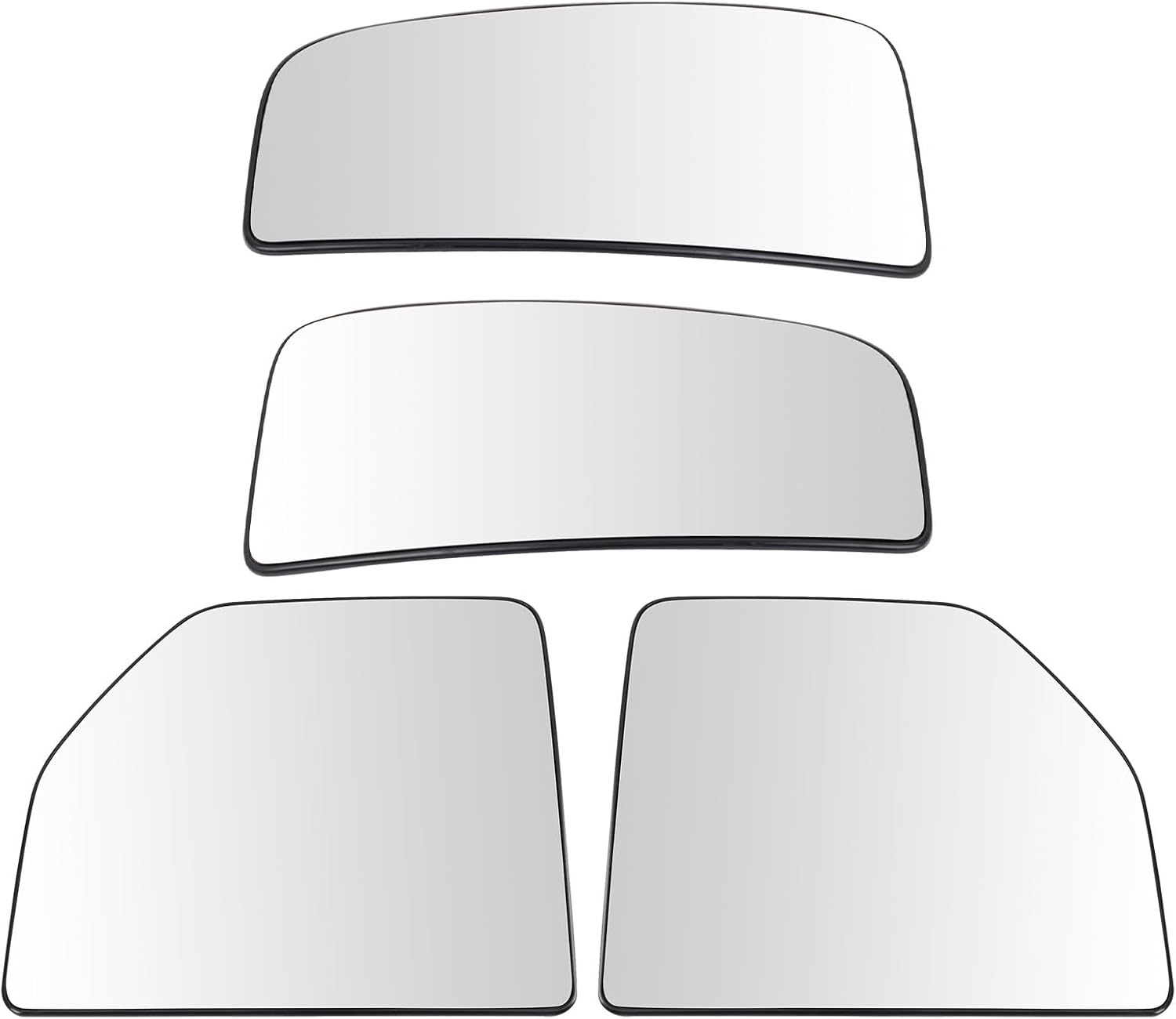 TRQ Mirror Glass Set Upper and Lower Driver and Passenger Side Compatible with 2015-2020 Ford F-150 2017-2022 Ford F-250 F-350 Super Duty FO1324135 FO1324137 FO1325135 FO1325137