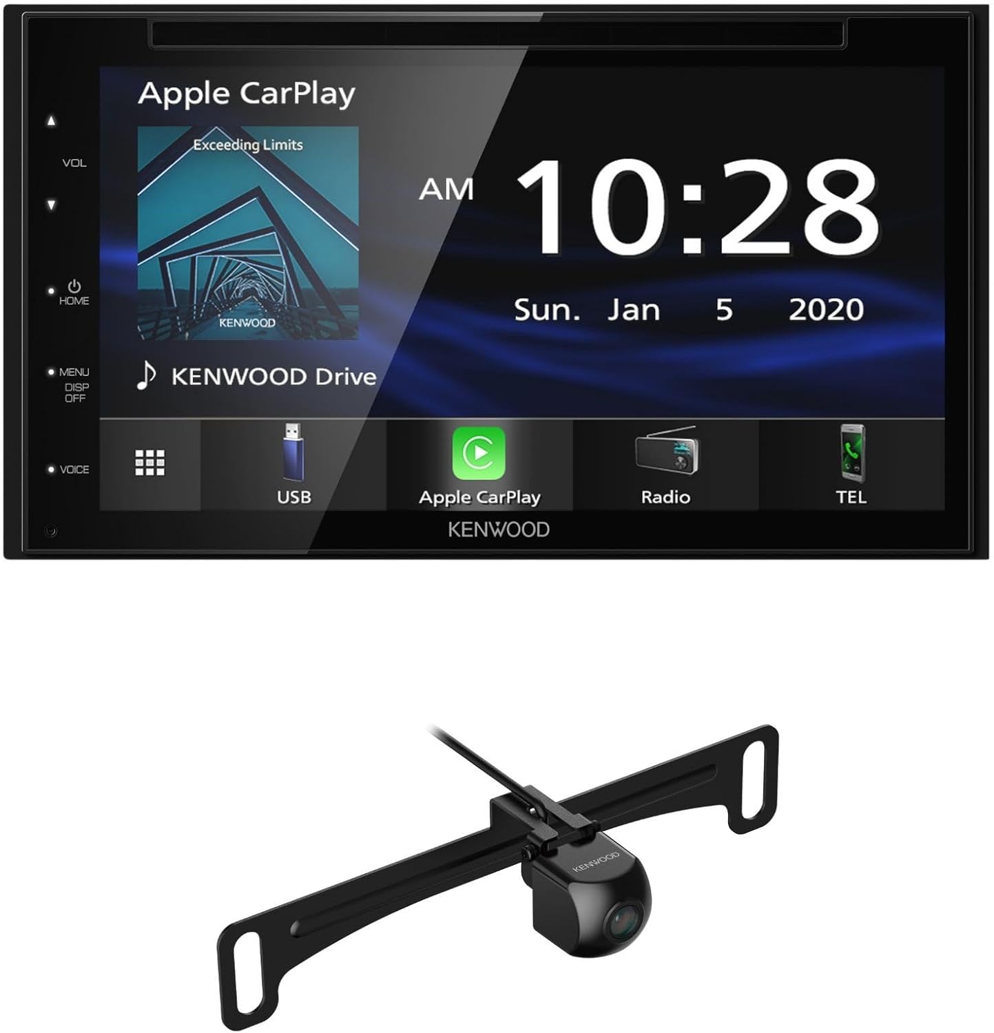 Kenwood DDX57S 6.8-Inch Capacitive Touch Screen, DVD CD Car Stereo with CarPlay, Android Auto, and Bluetooth | Plus KENWOOD CMOS-240U Universal Backup Camera