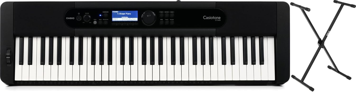 Casio CT-S400 61-key Ultra-Portable Arranger Keyboard with Stand - Black