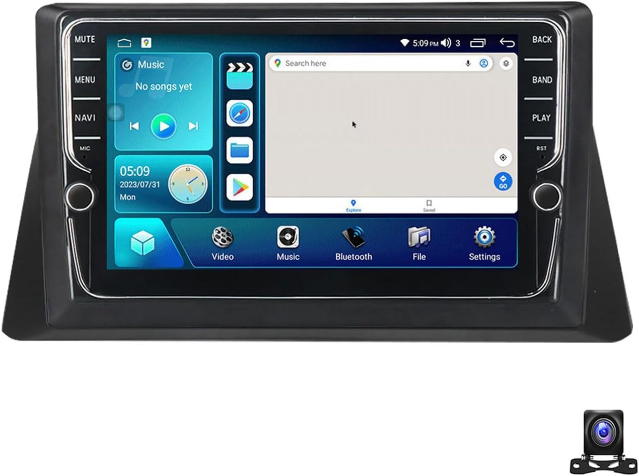 Double Din Car Stereo Bluetooth MP5 Player with Carplay/Auto, 9 Inch Touchscreen Radio Receiver with AHD Backup Camera, Compatible with Honda Accord 8 2008~2012 Support 4G/SWC/DSP,K100S