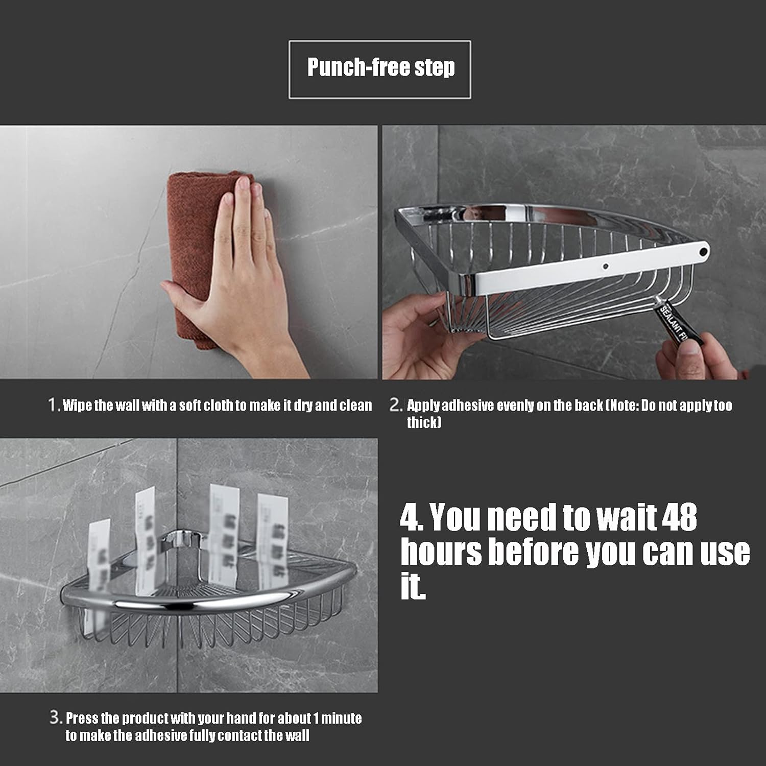 Xzeit Shower Shelves,Corner Shower Caddy, with Hooks Storage Rack, Wall Mounted Organizer Storage, Adhesive, No Drilling, for Bathroom, Kitchen (Size : Second floor) (Size : Layer) (Size : Layer)