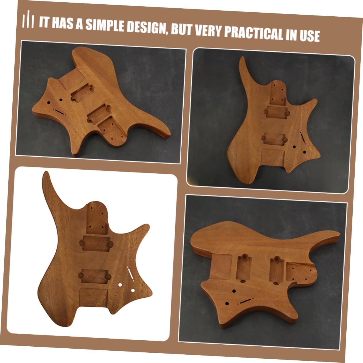 Totority Unfinished Electric Guitar Body Versatile Guitar Accessory for Custom Projects Headless Design for Easy Tuning for Authentic Warm Tones Suitable for Various Music Styles