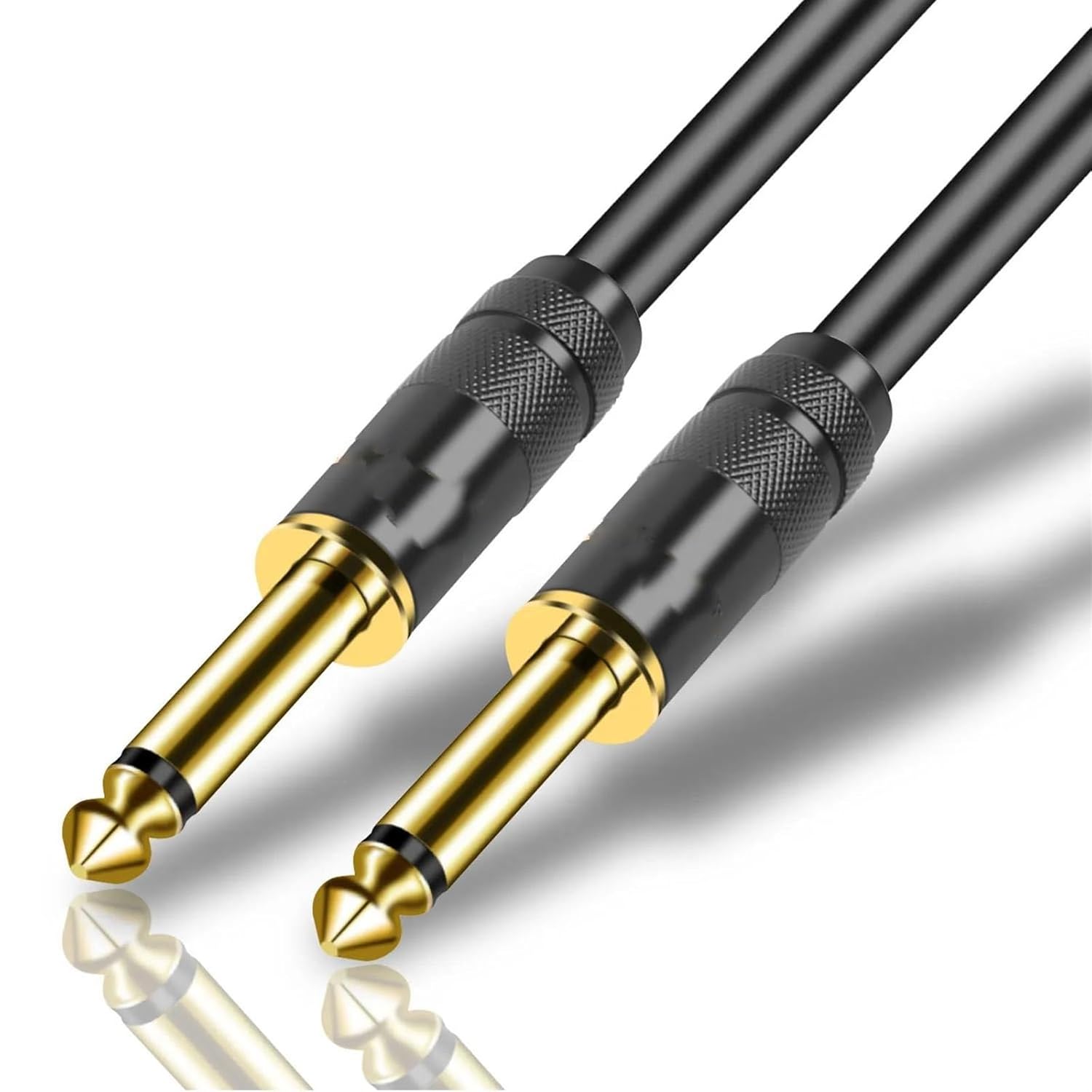 TSTS Guitar Audio Cable 1/4 Inch Straight Instrument Cable 6.35mm to 6.35mm Stereo Professional Guitar Cable for Guitar Amplifier Keyboard(Pack of 2,10m)